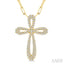 Pave-Set Cross Paperclip Diamond Fashion Pendant