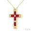 Cross Gemstone & Diamond Fashion Pendant