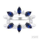 5X2.5MM Marquise and 5X3MM Pear Sapphire and 1/8 ctw Round Cut Diamond Insert Precious Ring in 14K White Gold