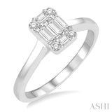 1/3 ctw Baguette and Round Cut Fusion Diamond Engagement Ring in 14K White Gold