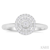 1/6 Ctw Double Halo Round shape Petite Round Cut Diamond Fashion Ring in 10K White Gold