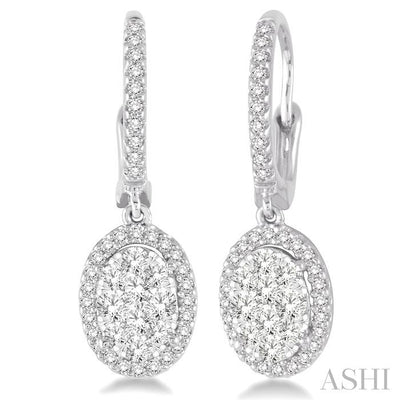Oval Shape Halo Lovebright Essential Diamond Earrings