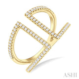 1/3 Ctw Geometric Wide Split Lightweight Round Cut Diamond Open Fashion Ring in 10K Yellow Gold