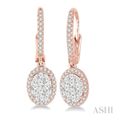Oval Shape Halo Lovebright Essential Diamond Earrings