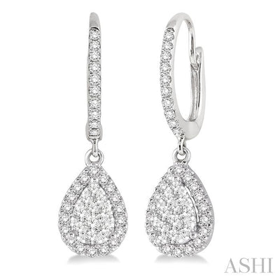 Pear Shape Halo Lovebright Essential Diamond Earrings