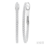 1/4 Ctw Inside & Outside Round Cut Diamond Hoop Earring in 14K White Gold