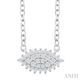 1/6 Ctw Petite East-West Set Marquise Shape Round Cut Diamond Cluster Fashion Pendant With Chain in 10K White Gold