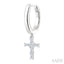 Cross Petite Diamond Fashion Hoop Earrings