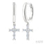 Cross Petite Diamond Fashion Hoop Earrings