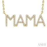 1/5 Ctw 'Mama' Block Round Cut Diamond Necklace in 10K Yellow Gold