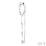 1/3 Ctw Round Cut Diamond Chain Dangler Hoop Earring in 10K White Gold