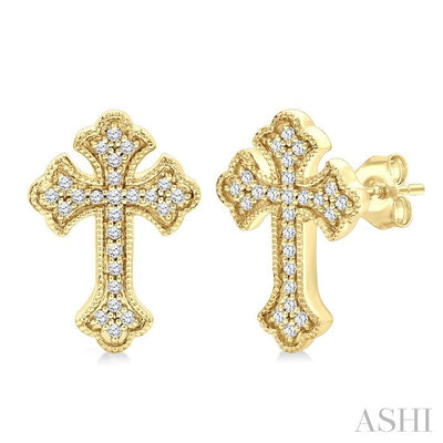 Cross Petite Diamond Fashion Earrings