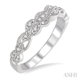 1/10 Ctw Round Cut Diamond Wedding Band in 14K White Gold