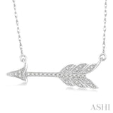 1/10 ctw Round Cut Diamond Arrow Pendant in 10K White Gold with Chain