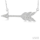 1/10 ctw Round Cut Diamond Arrow Pendant in 10K White Gold with Chain