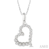 1/10 ctw Round Cut Diamond Heart Pendant in 14K White Gold with Chain