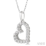 1/10 ctw Round Cut Diamond Heart Pendant in 14K White Gold with Chain