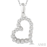 1/10 ctw Round Cut Diamond Heart Pendant in 14K White Gold with Chain