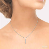 1/5 ctw Vertical Bar Round Cut Diamond Pendant With Link Chain in 14K White Gold