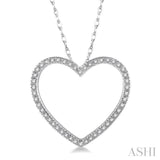 1/6 ctw Heart Round Cut Diamond Pendant With Link Chain in 10K White Gold
