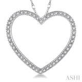 1/6 ctw Heart Round Cut Diamond Pendant With Link Chain in 10K White Gold