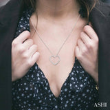 1/6 ctw Heart Round Cut Diamond Pendant With Link Chain in 10K White Gold