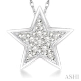 1/10 ctw Star Cutout Round Cut Diamond Pendant With Link Chain in 10K White Gold