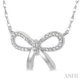 1/20 ctw Bow Tie Round Cut Diamond Necklace in 10K White Gold
