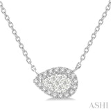 1/6 ctw Pear Shape Round Cut Diamond Lovebright Pendant With Chain in 14K White Gold