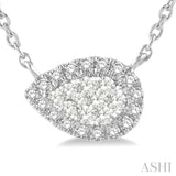 1/6 ctw Pear Shape Round Cut Diamond Lovebright Pendant With Chain in 14K White Gold