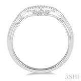 1/20 ctw Deep Curve Center Winged Shank Round Cut Diamond Wedding Band in 14K White Gold