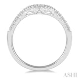 1/5 ctw Curved Center Round Cut Diamond Wedding Band in 14K White Gold