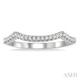 1/8 ctw Curved Round Cut Diamond Wedding Band in 14K White Gold