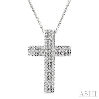 Three Row Cross Diamond Fashion Pendant