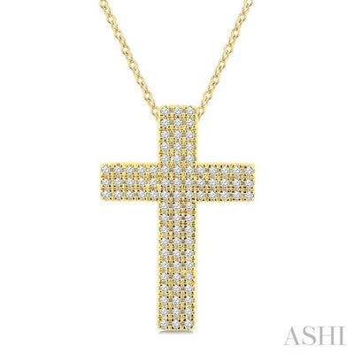 Three Row Cross Diamond Fashion Pendant