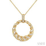 1/3 ctw Art Deco Circle Round Cut Diamond Fashion Pendant With Chain in 10K Yellow Gold