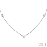 1/4 ctw Bezel Set Round Cut Diamond Station Necklace in 14K White Gold