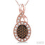 Oval Shape Champagne Halo Diamond Pendant