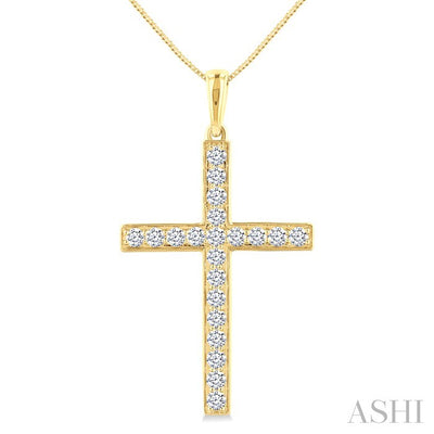 Pave-Set Cross Diamond Fashion Pendant