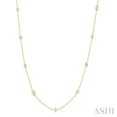 Mixed Shape Bezel Set Diamond Station Necklace