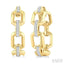 Bold Octagon Shape Link Diamond Fashion Hoop Earrings