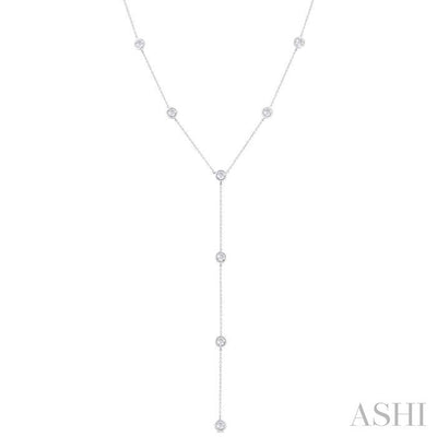 Bezel Set Diamond Station Lariat Y Necklace