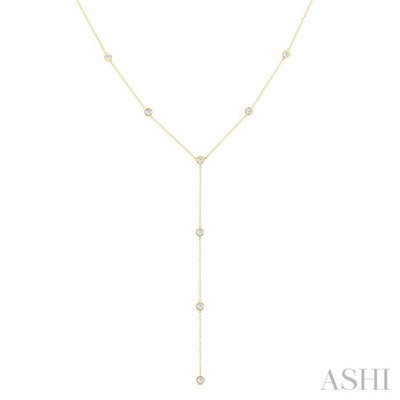 Bezel Set Diamond Station Lariat Y Necklace