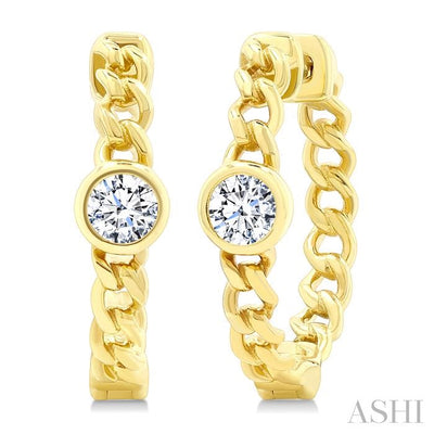 Round Shape Curb Diamond Fashion Hoop Earrings