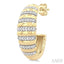 Ribbed Diamond Dome Half Hoop Earrings
