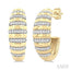 Ribbed Diamond Dome Half Hoop Earrings