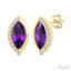 Marquise Shape Gemstone & Diamond Stud Earrings