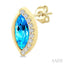 Marquise Shape Gemstone & Diamond Stud Earrings