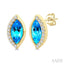 Marquise Shape Gemstone & Diamond Stud Earrings