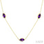 Marquise Shape Gemstone & Diamond Station Necklace